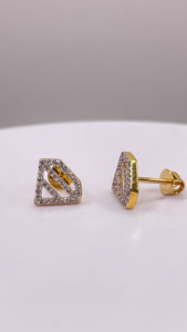 0.25 CT. Natural Diamond, Diamond Shape Stud Earrings In 10 KT Yellow Gold