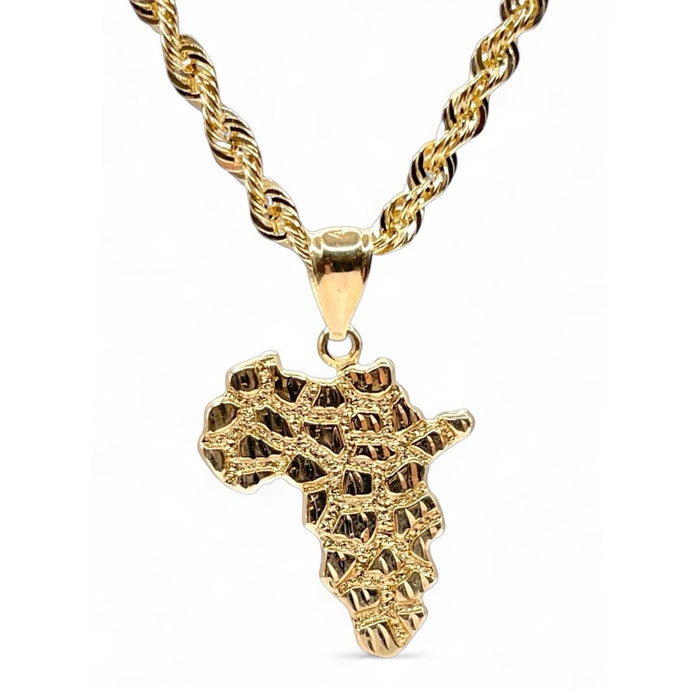 Africa Map Nugget Pendent In 10 KT Yellow Gold