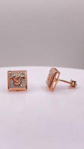 0.13 CT. Natural Diamond Square Shape Stud Earrings In 10 KT Rose Gold