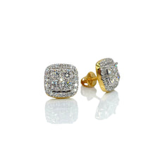 Load image into Gallery viewer, 0.89 CT. Natural Diamond Square Shape Stud Earrings In 10 KT Yellow Gold