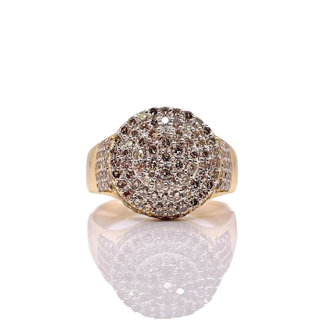 1.56 CT. Natural Diamonds Round Shape Men’s Ring In 10 KT Yellow Gold