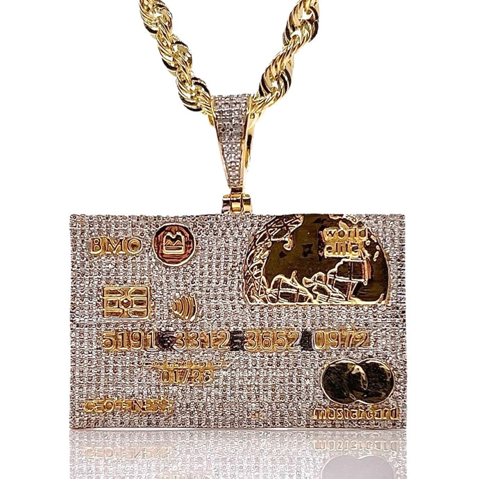 1.40 CT. Natural Diamond Credit Card Pendant In 10 KT Yellow Gold