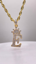 Load image into Gallery viewer, 0.45 CT. Natural Diamond Initial E Pendent With Crown In 10 KT Yellow Gold