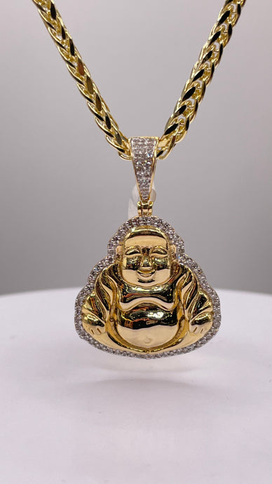 0.39 CT. Natural Diamond Buddha Pendent In 10 KT Yellow Gold