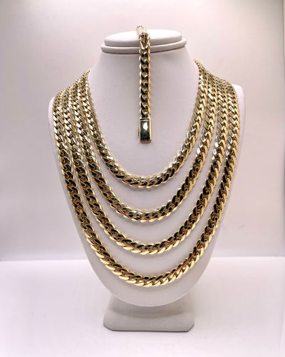 6mm Solid Miami Cuban Link Chain/Bracelet With Box Lock In 10 KT Yellow Gold