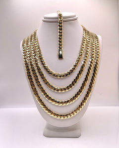 6mm Solid Miami Cuban Link Chain/Bracelet With Box Lock In 10 KT Yellow Gold