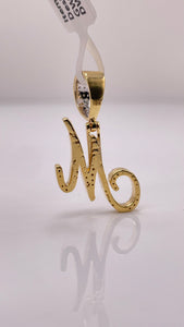 0.24 CT. Natural Diamond M Initial Pendent In 10 KT Yellow Gold