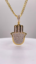 Load image into Gallery viewer, 0.90 CT. Natural Diamond Hamsa Hand Pendent In 10 KT Yellow Gold