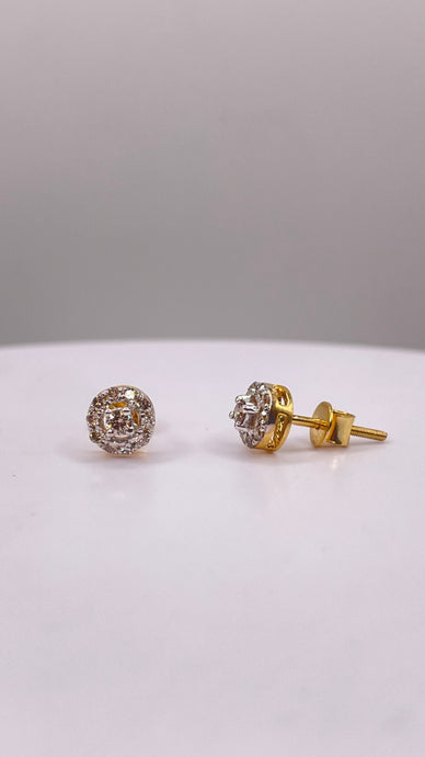 0.25 CT. Natural Diamond Round Shape Stud Earrings In 10 KT Yellow Gold