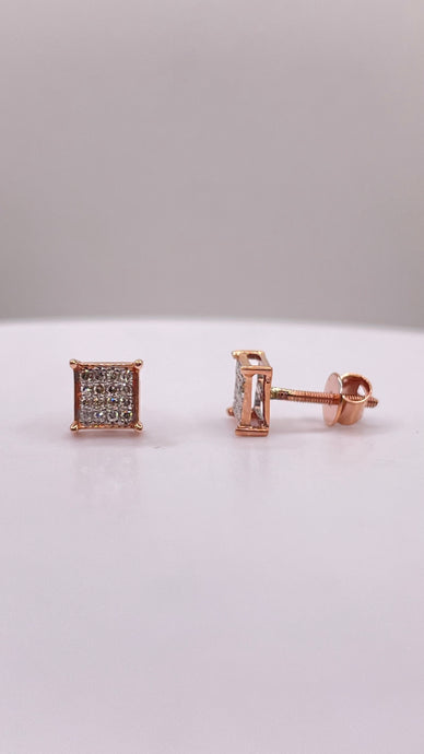 0.09 CT. Natural Diamond Square Shape Stud Earrings In 10 KT Rose Gold