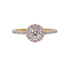 Load image into Gallery viewer, 0.79 CT. Natural Diamond Halo Style Engagement Ring In 14 KT Yellow Gold