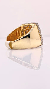 2.02 CT. Baguette & Round Natural Diamonds Men’s Square Ring In 10 KT Yellow Gold