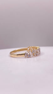 Baguette & Round Staggered Women’s Ring In 10 KT Yellow Gold With CZ