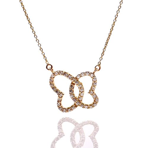 Women’s Double Heart CZ Pendant & Cable Link Chain In 10 KT Yellow Gold