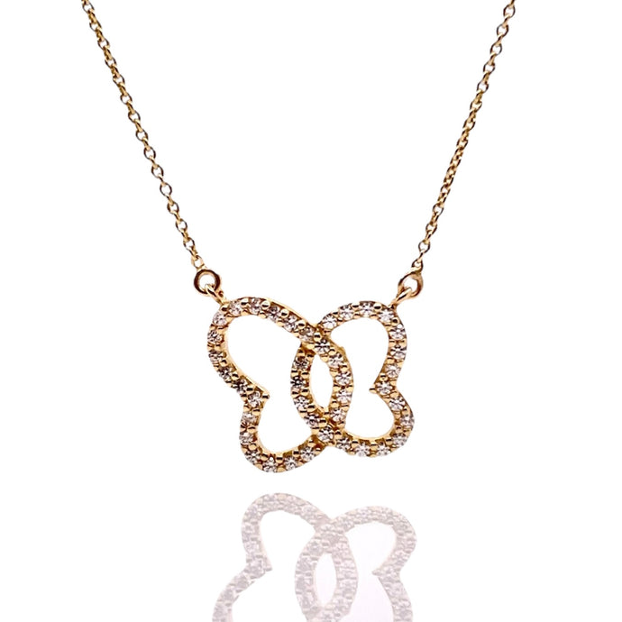 Women’s Double Heart CZ Pendent & Cable Link Chain In 10 KT Yellow Gold