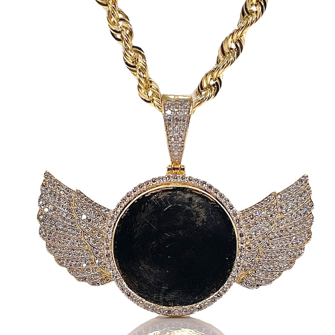 1.13 CT. Natural Diamond Angel Memorial Pendant In 10 KT Yellow Gold