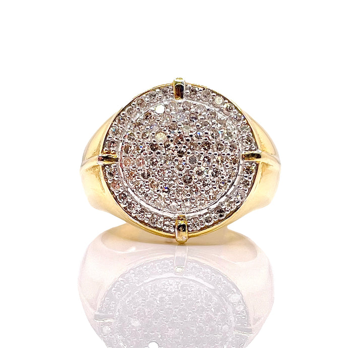 1.06 CT. Natural Diamond Round Shape Men’s Ring In 10 KT Yellow Gold