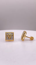 Load image into Gallery viewer, 0.13 CT. Natural Diamond Square Shape Stud Earrings In 10 KT Yellow Gold