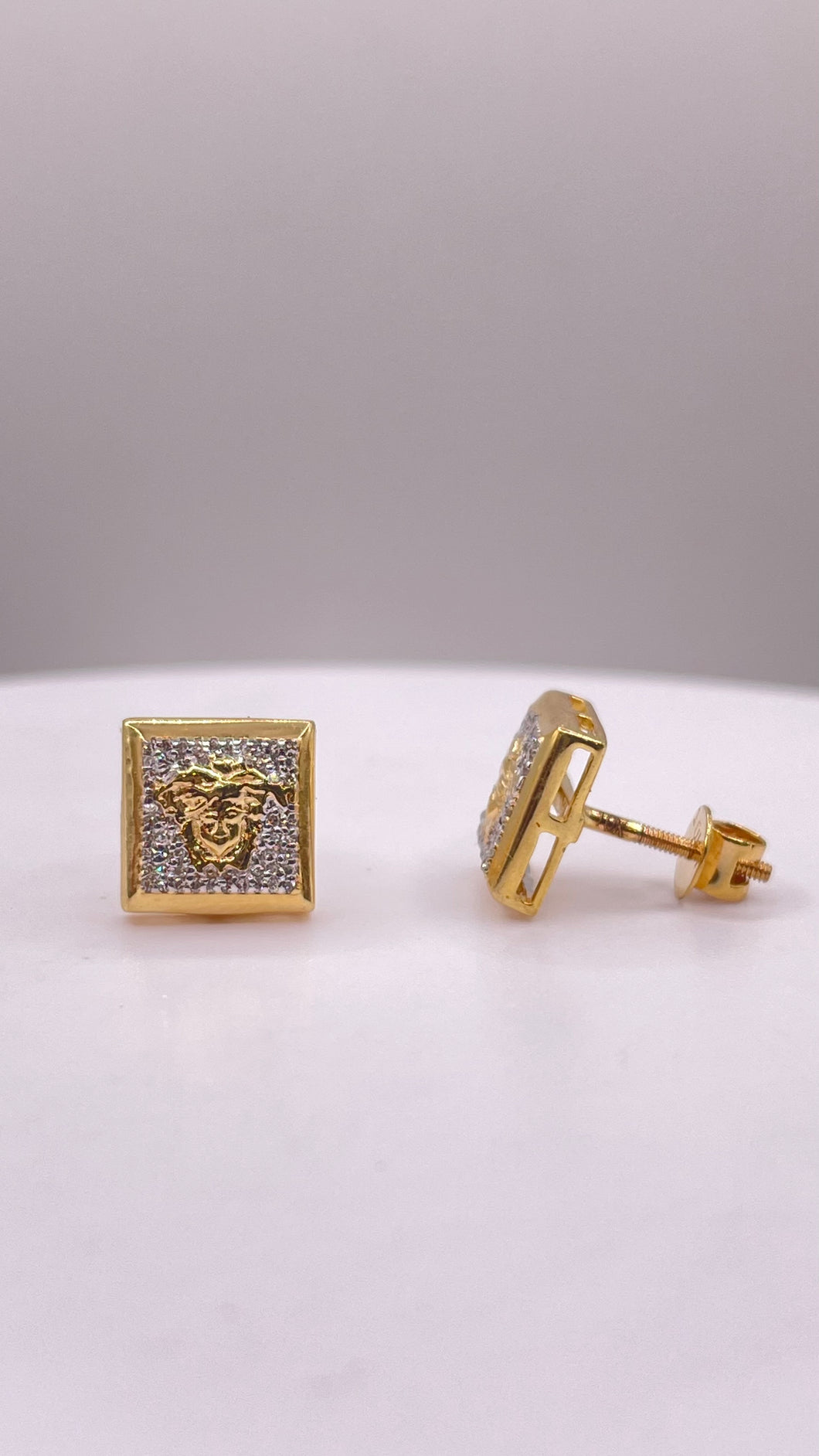 0.13 CT. Natural Diamond Square Shape Stud Earrings In 10 KT Yellow Gold