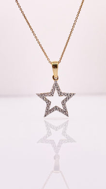 Women’s CZ Star Pendent & Cable Link Chain In 10 KT Yellow Gold