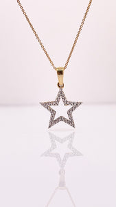 Women’s CZ Star Pendent & Cable Link Chain In 10 KT Yellow Gold