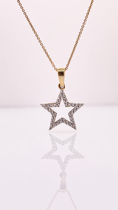 Women’s CZ Star Pendent & Cable Link Chain In 10 KT Yellow Gold