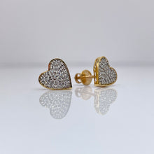 Load image into Gallery viewer, 0.24 CT. Natural Diamond Heart Shape Stud Earrings In 10 KT Yellow Gold