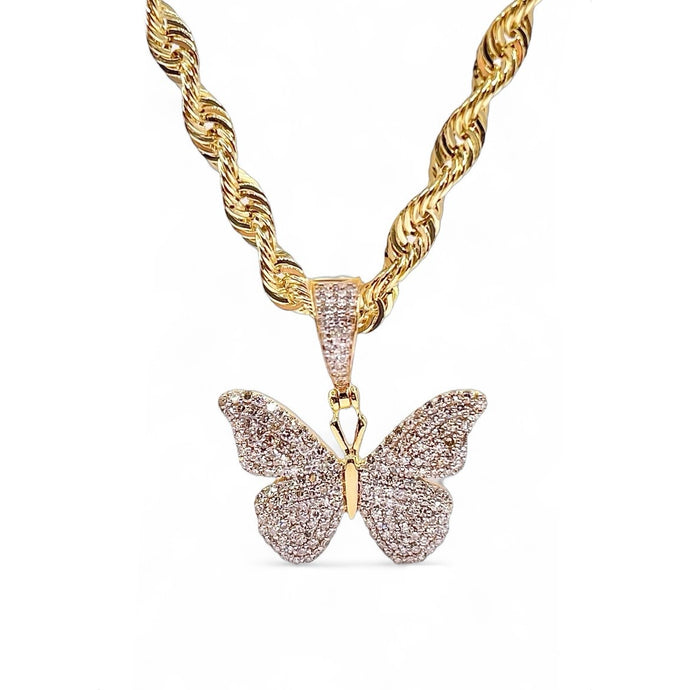 0.77 CT. Natural Diamond Butterfly Pendent In 10 KT Yellow Gold