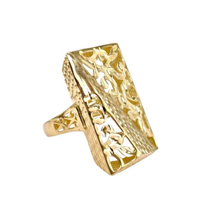 14 KT Women’s Diamond Cut Rectangle Shape Ring