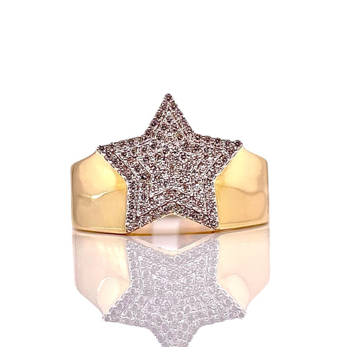0.34 CT. Natural Diamond Star Ring In 10 KT Yellow Gold