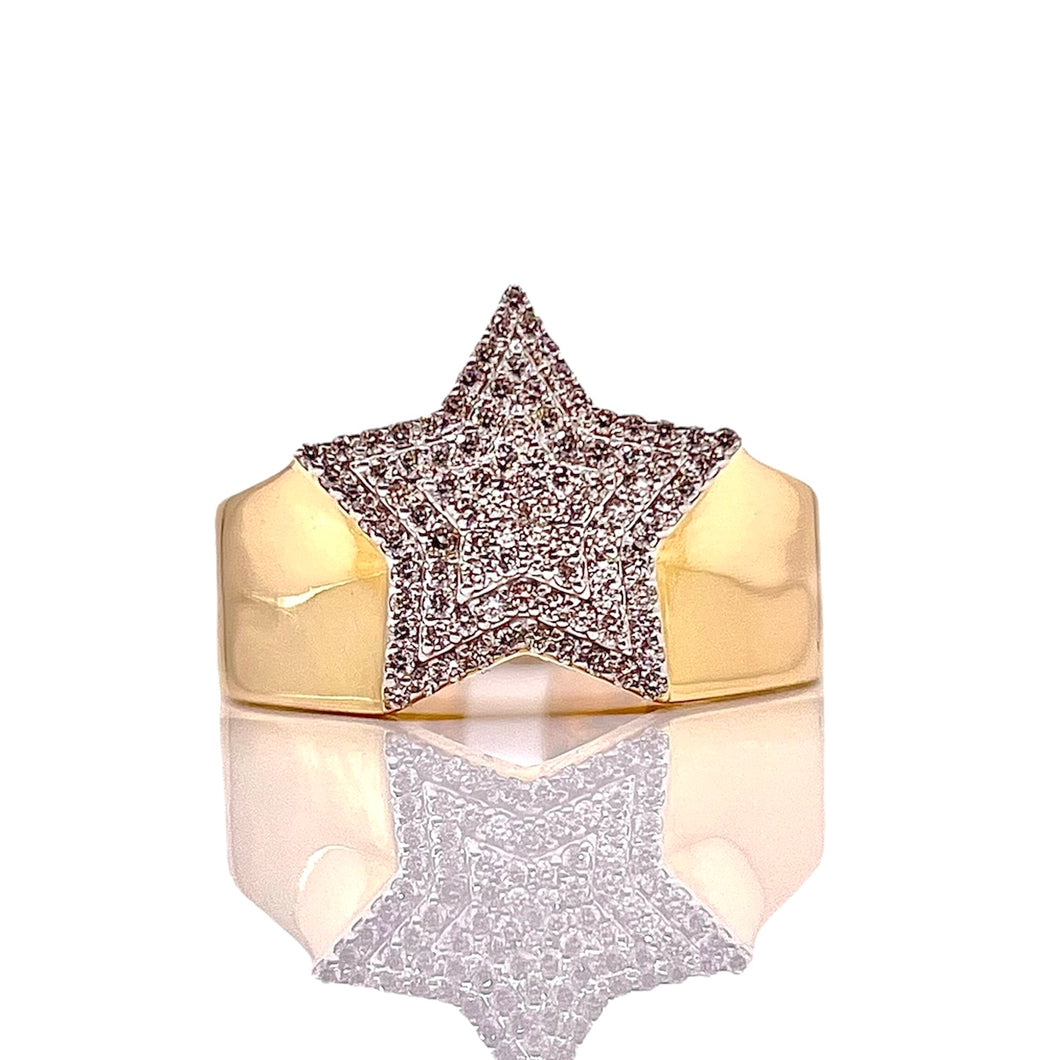 0.34 CT. Natural Diamond Star Ring In 10 KT Yellow Gold