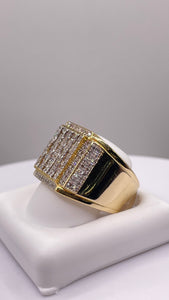 0.97 CT. Natural Diamond Square Shape Mens Ring In 10 KT Yellow Gold