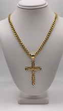 Load image into Gallery viewer, 14 KT Yellow Gold Cross Pendent &amp; Chain Combo