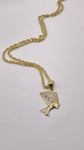 Nefertiti Pendent & Chain Combo In 10 KT Yellow Gold