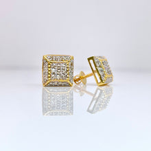 Load image into Gallery viewer, 0.58 CT. Natural Diamond Square Shape Stud Earrings In 10 KT Yellow Gold