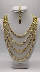 4.4mm Diamond Cut Rope Chain In 10 KT Yellow Gold