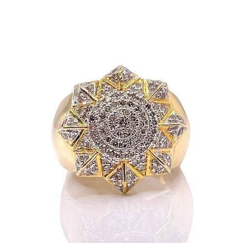0.90 CT. Natural Diamond Men’s Ring In 10 KT Yellow Gold