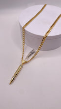 Load image into Gallery viewer, 0.23 CT. Natural Diamond Bullet Pendent &amp; Curb Chain Combo In 14 KT Yellow Gold