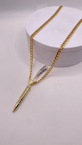 0.23 CT. Natural Diamond Bullet Pendent & Curb Chain Combo In 14 KT Yellow Gold