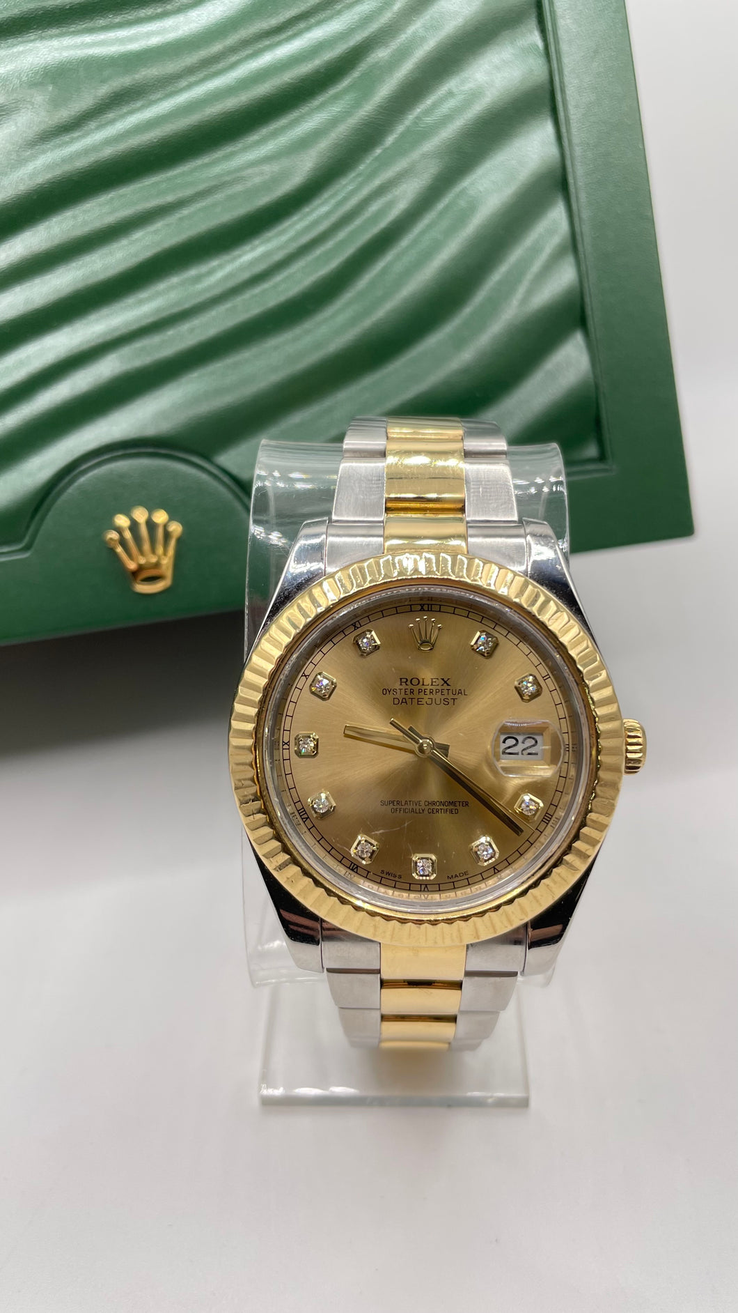 41mm Two-Tone DateJust Men’s Rolex Watch With Champagne Diamond Dial