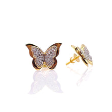 Load image into Gallery viewer, 0.32 CT. T.D.W Natural Diamond Butterfly Stud Earrings In 10 KT Yellow Gold