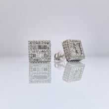 Load image into Gallery viewer, 0.93 CT. Natural Diamond Square Shape Stud Earrings In 10 KT White Gold