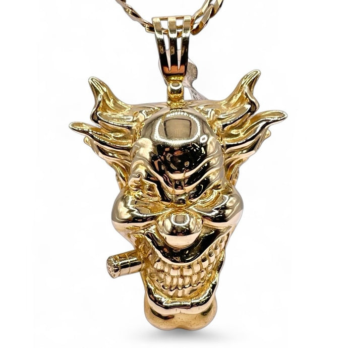 Evil Clown Pendent In 10 KT Yellow Gold