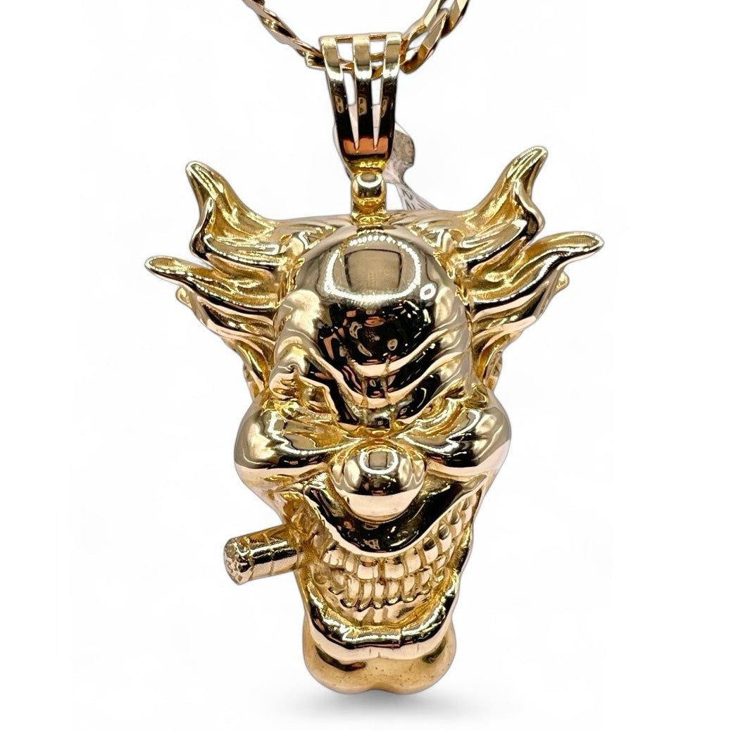 Evil Clown Pendent In 10 KT Yellow Gold