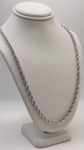 4.2mm Solid Rope Link Chain In 10 KT White Gold