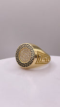 Load image into Gallery viewer, CZ Greek Key Design Men’s Ring In 14 KT Yellow Gold