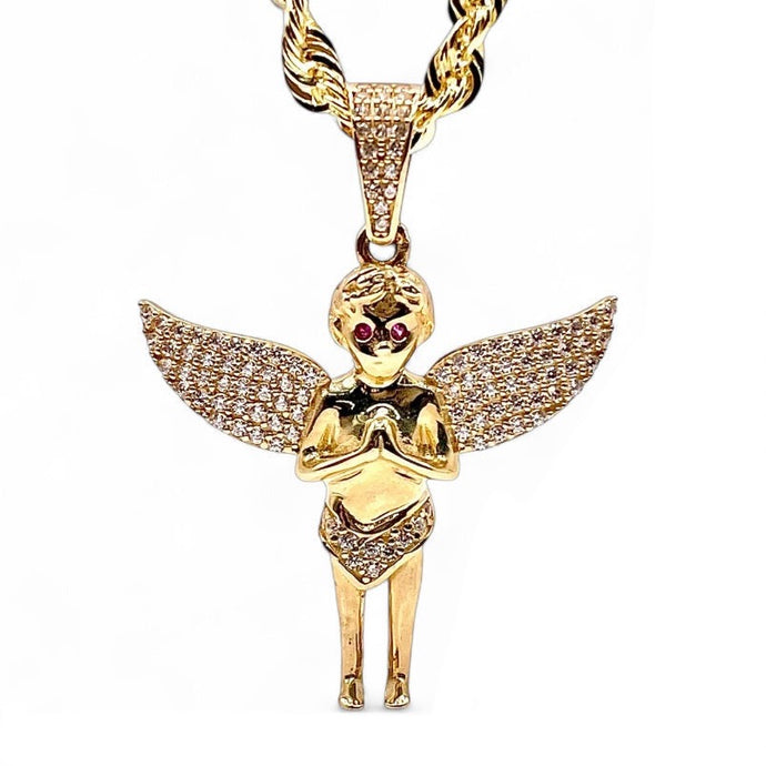 Angel Pendent In 10 KT Yellow Gold With CZ
