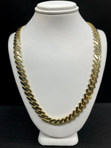 9mm Monaco Link Chain In 10 KT Yellow Gold With CZ Lock