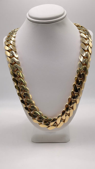 16.3mm Solid Miami Cuban Link Chain In 10 KT Yellow Gold