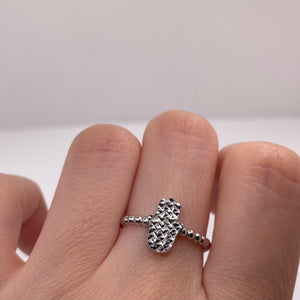 Diamond-Cut Hamsa Hand Ball Ring In 10 KT White Gold